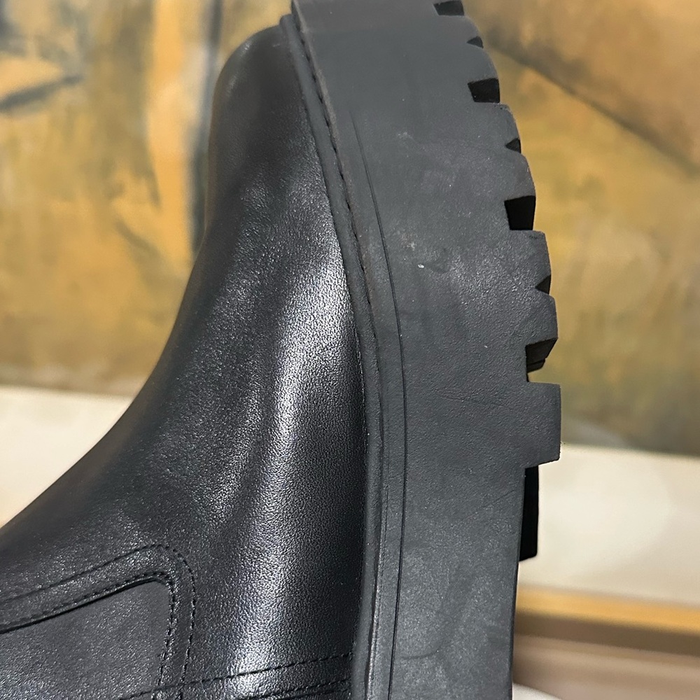 🌸MARC FISHER🌸 Dacilla Buckle Leather  Slip On Black Combat Boot Size: 8.5 - Picture 11 of 16